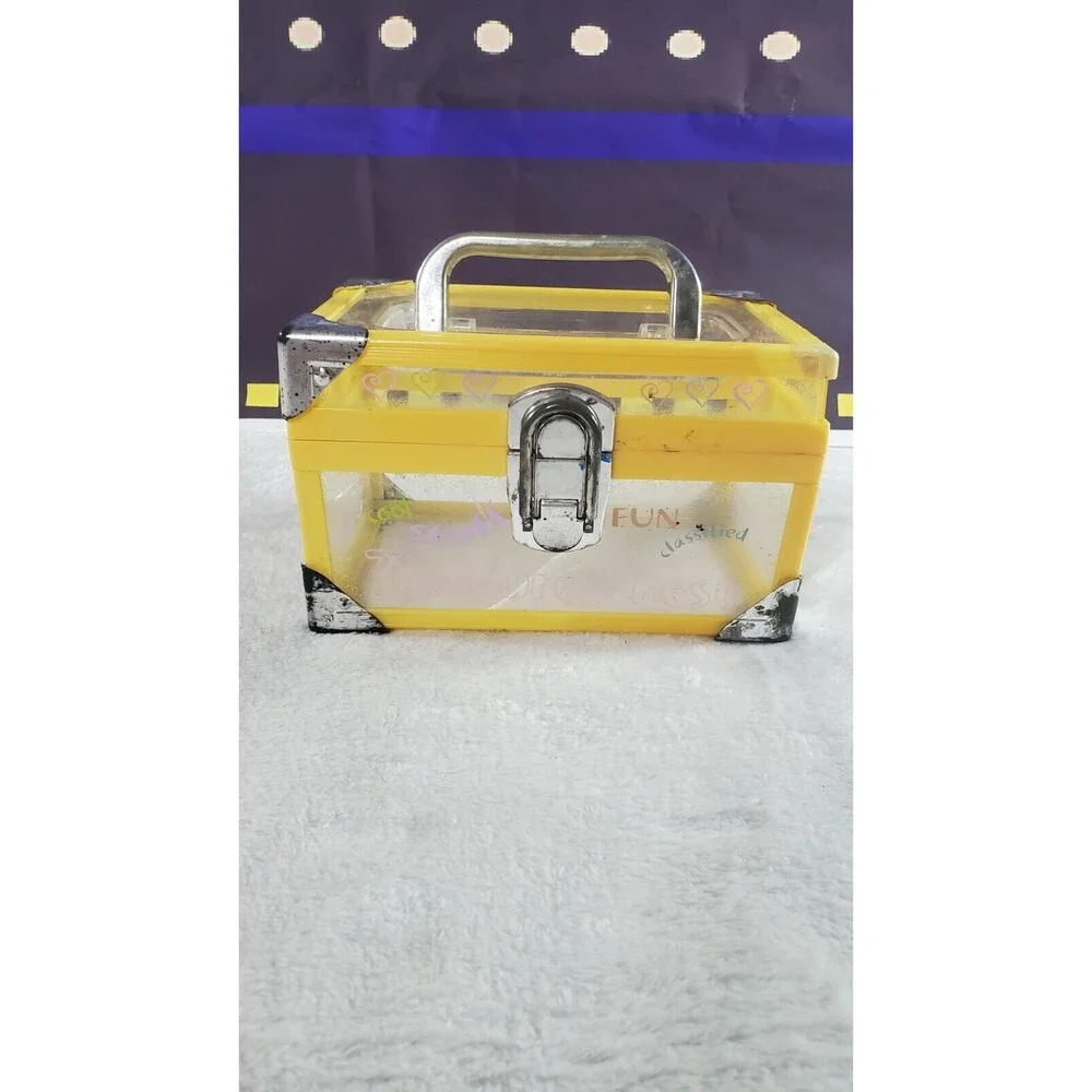 Vintage Yellow Comestic Jewelry Fun Treasure Cool Stuff Box 7
